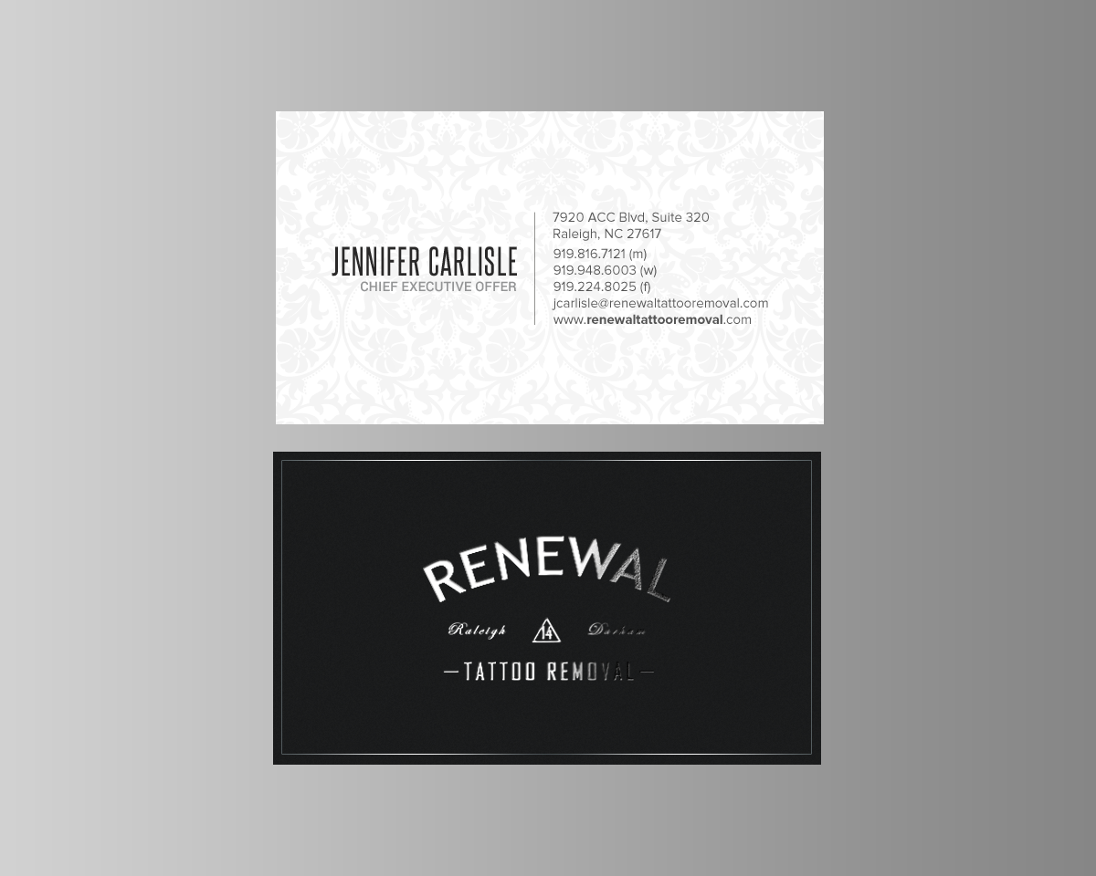 Diseño de Tarjeta de Presentación por chandrayaan.creative para Renewal Tattoo Removal | Diseño #18881857