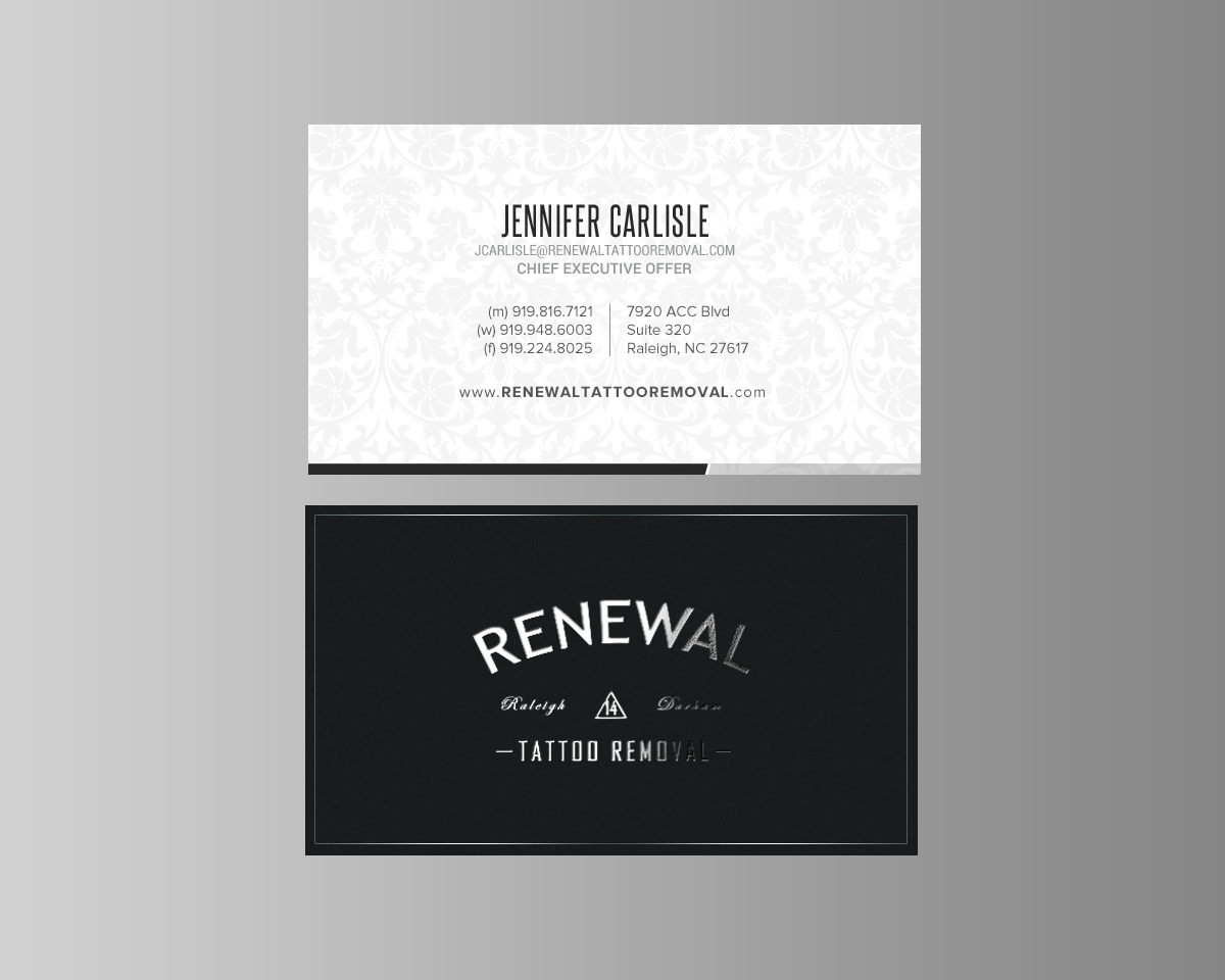 Diseño de Tarjeta de Presentación por chandrayaan.creative para Renewal Tattoo Removal | Diseño #18882308