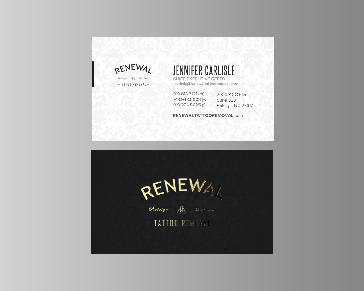 Diseño de Tarjeta de Presentación por chandrayaan.creative para Renewal Tattoo Removal | Diseño #18882318