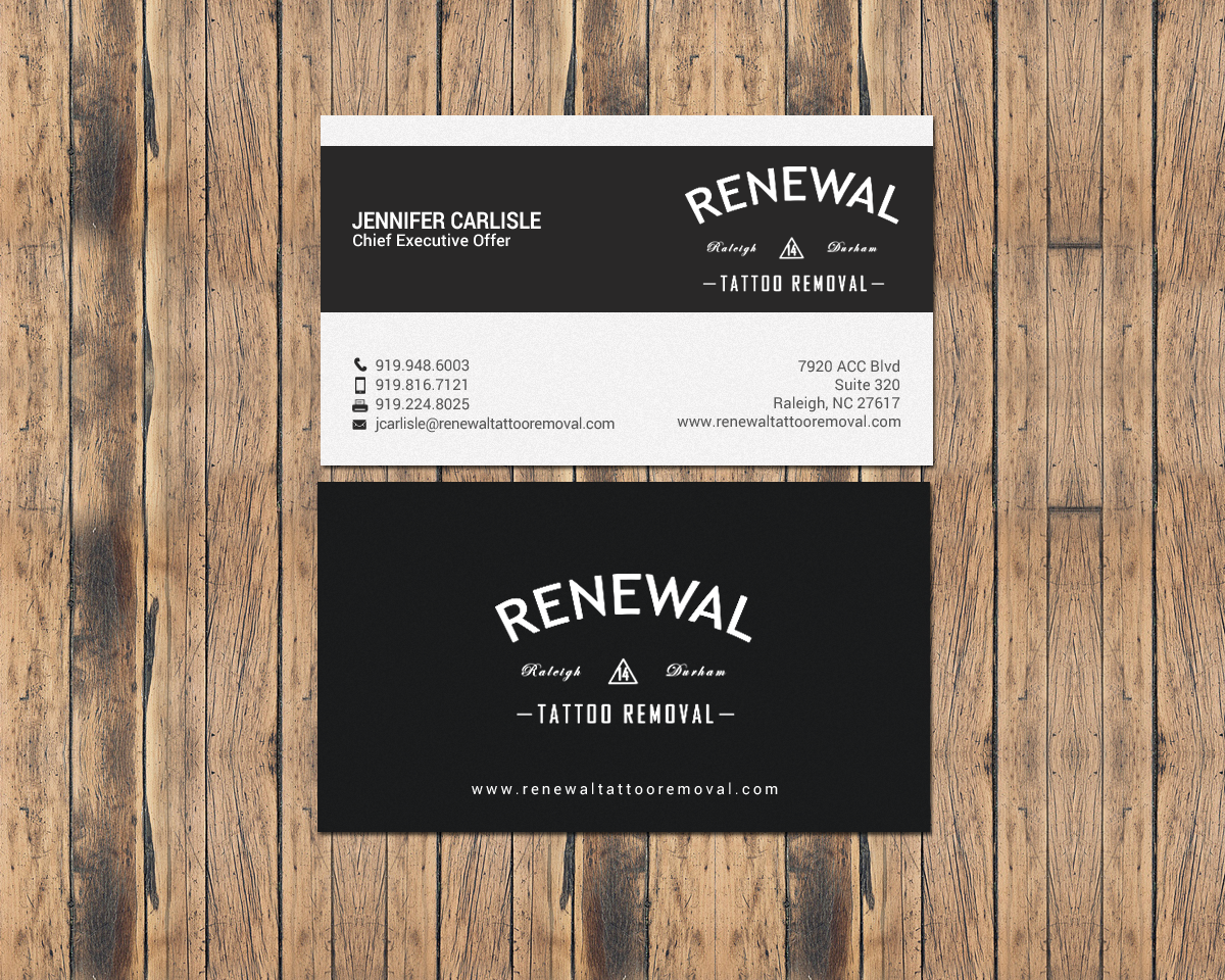 Diseño de Tarjeta de Presentación por chandrayaan.creative para Renewal Tattoo Removal | Diseño #18883685
