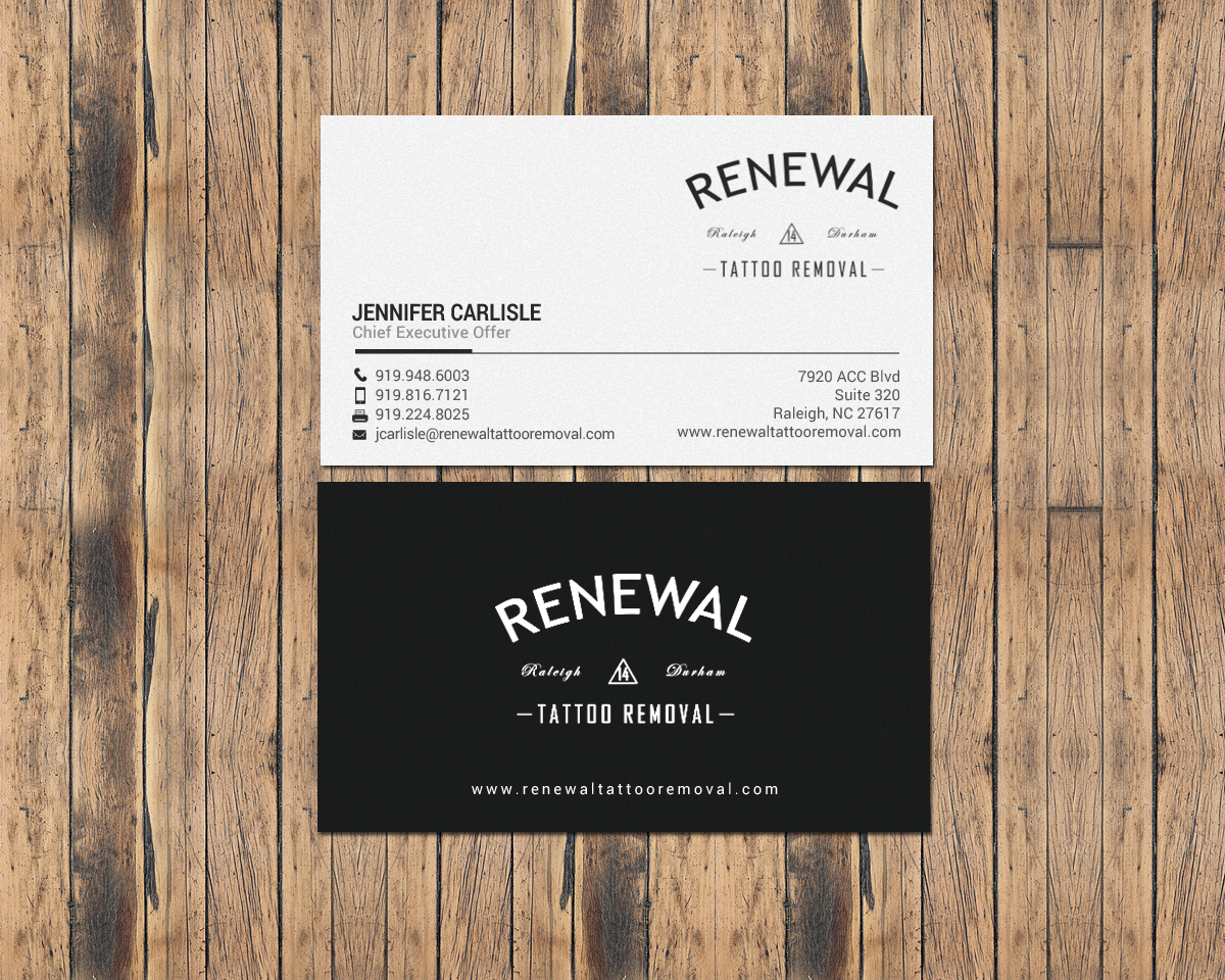Diseño de Tarjeta de Presentación por chandrayaan.creative para Renewal Tattoo Removal | Diseño #18883695