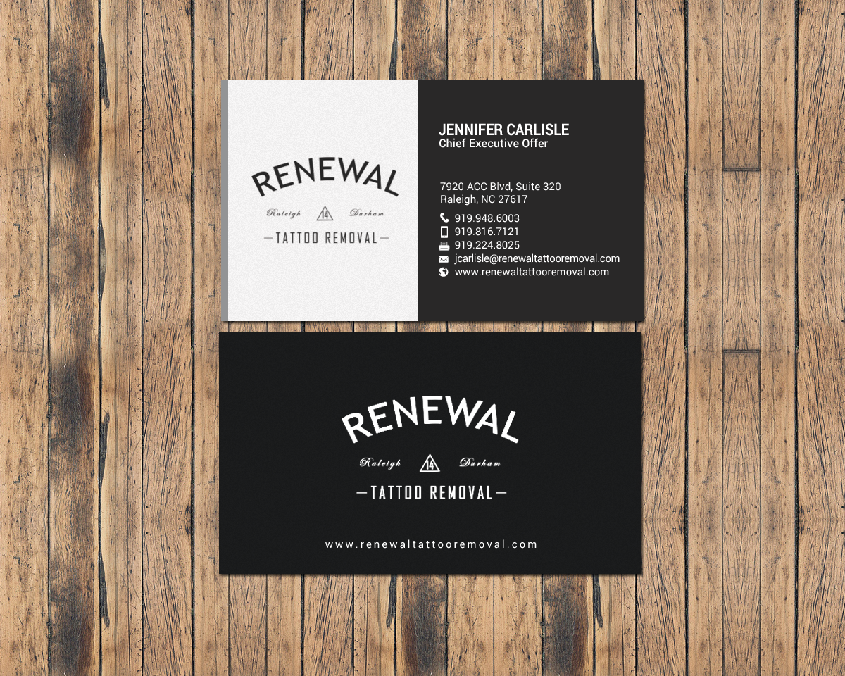 Diseño de Tarjeta de Presentación por chandrayaan.creative para Renewal Tattoo Removal | Diseño #18883700