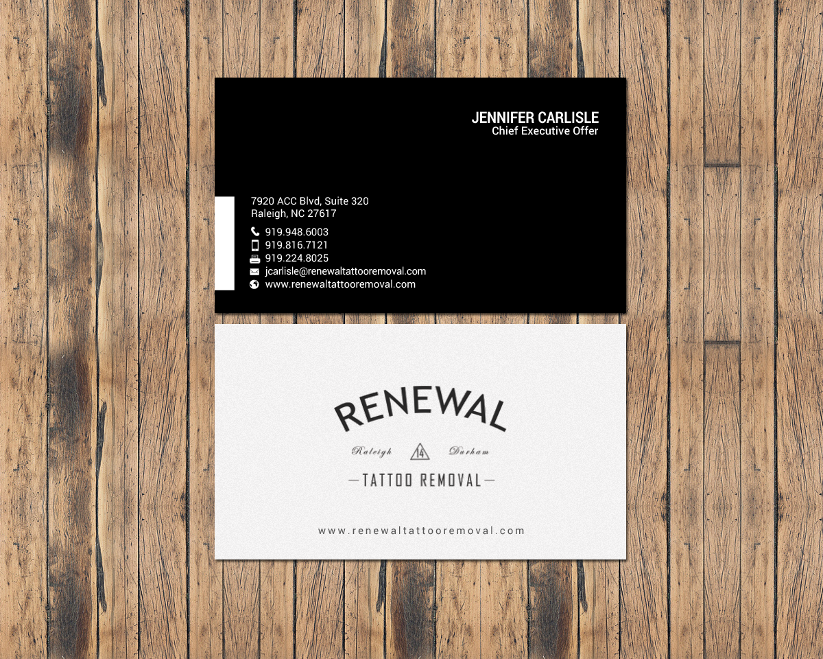 Diseño de Tarjeta de Presentación por chandrayaan.creative para Renewal Tattoo Removal | Diseño #18883705