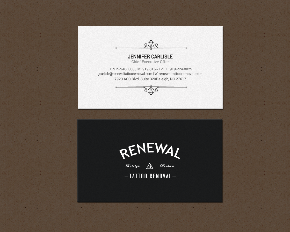 Diseño de Tarjeta de Presentación por chandrayaan.creative para Renewal Tattoo Removal | Diseño #18883719
