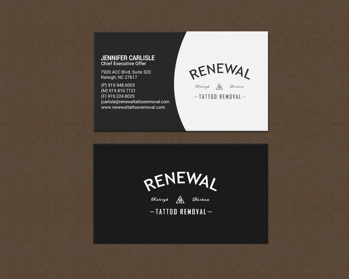 Diseño de Tarjeta de Presentación por chandrayaan.creative para Renewal Tattoo Removal | Diseño #18883720