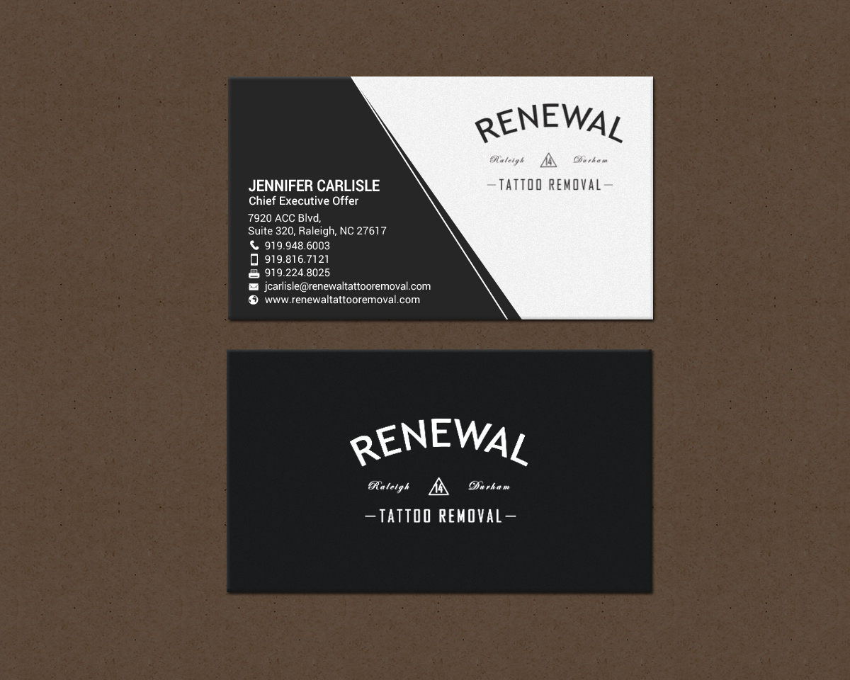 Diseño de Tarjeta de Presentación por chandrayaan.creative para Renewal Tattoo Removal | Diseño #18883723