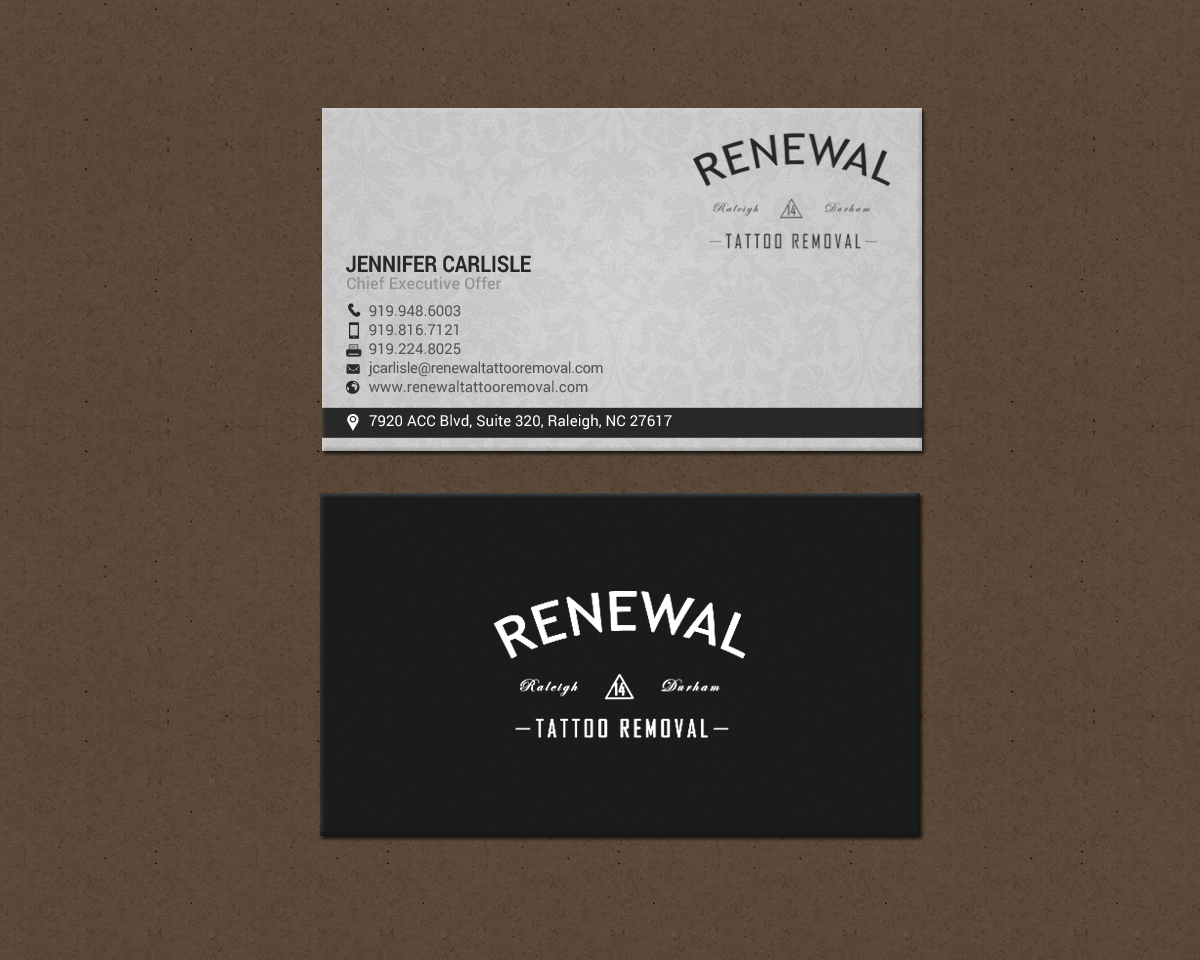 Diseño de Tarjeta de Presentación por chandrayaan.creative para Renewal Tattoo Removal | Diseño #18883728