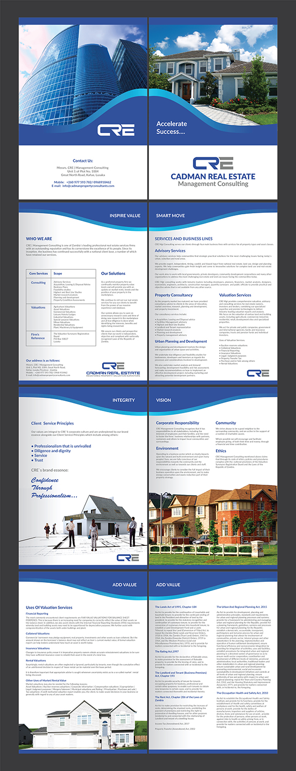 Brochure Design by Deziners Zone for Cadman Real Estate Management Consulting | Design #18894978