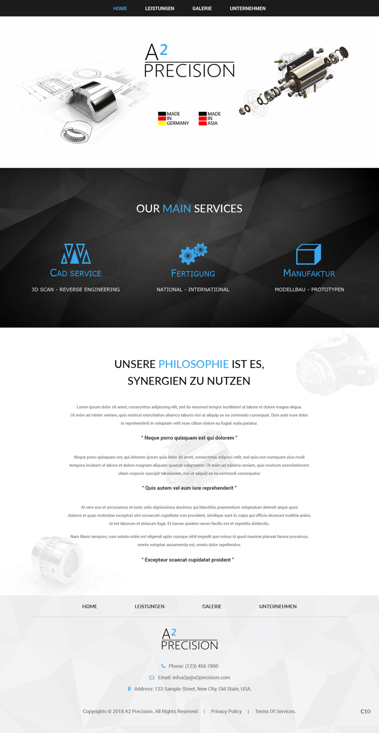 Web-Design von pb für A2PRECISION GmbH, St.-Gangolf-Str. 2, 85139 Wettstetten | Design #19266269