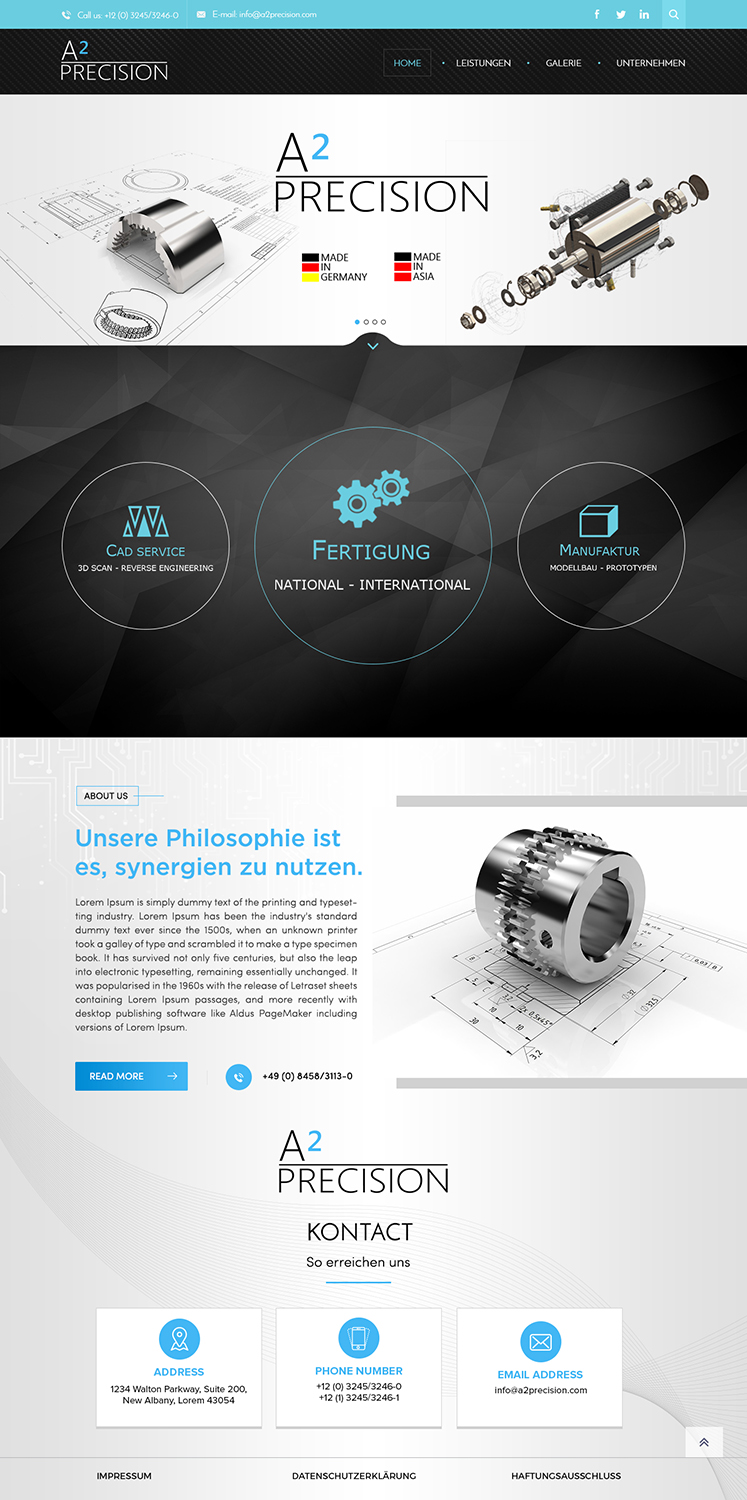 Web Design by SAI DESIGNS for A2PRECISION GmbH, St.-Gangolf-Str. 2, 85139 Wettstetten | Design #19273636