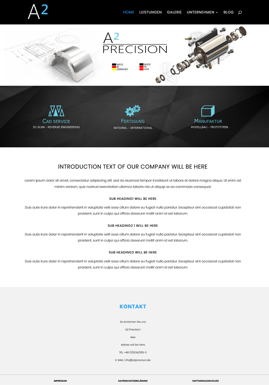 Web Design by CharaFathimalil for A2PRECISION GmbH, St.-Gangolf-Str. 2, 85139 Wettstetten | Design #19261074