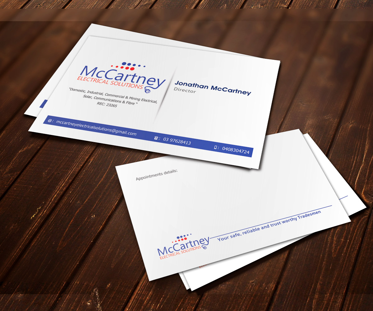 Business Card Design by Turkii for McCartney Electrical Solutions Pty Ltd | Design #2838426
