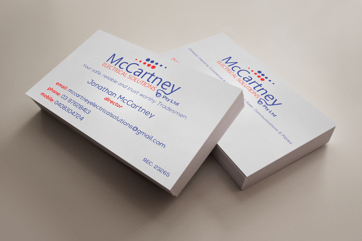 Business Card Design by Ron Mickey for McCartney Electrical Solutions Pty Ltd | Design #2851572