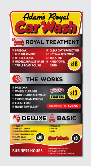 Menu board for car wash | Design de Panneau par alex989