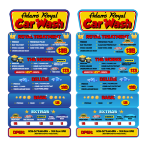Menu board for car wash | Design de Panneau par Valtti Design