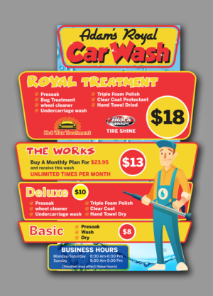 Menu board for car wash | Design de Panneau par ecorokerz