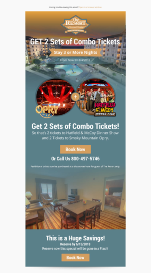 Email Marketing Design by karina Bertarione for Smoky Mountain Resorts | Design: #18920434