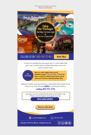 Email Marketing Design by Dabashes Adhikery for Smoky Mountain Resorts | Design: #18927601