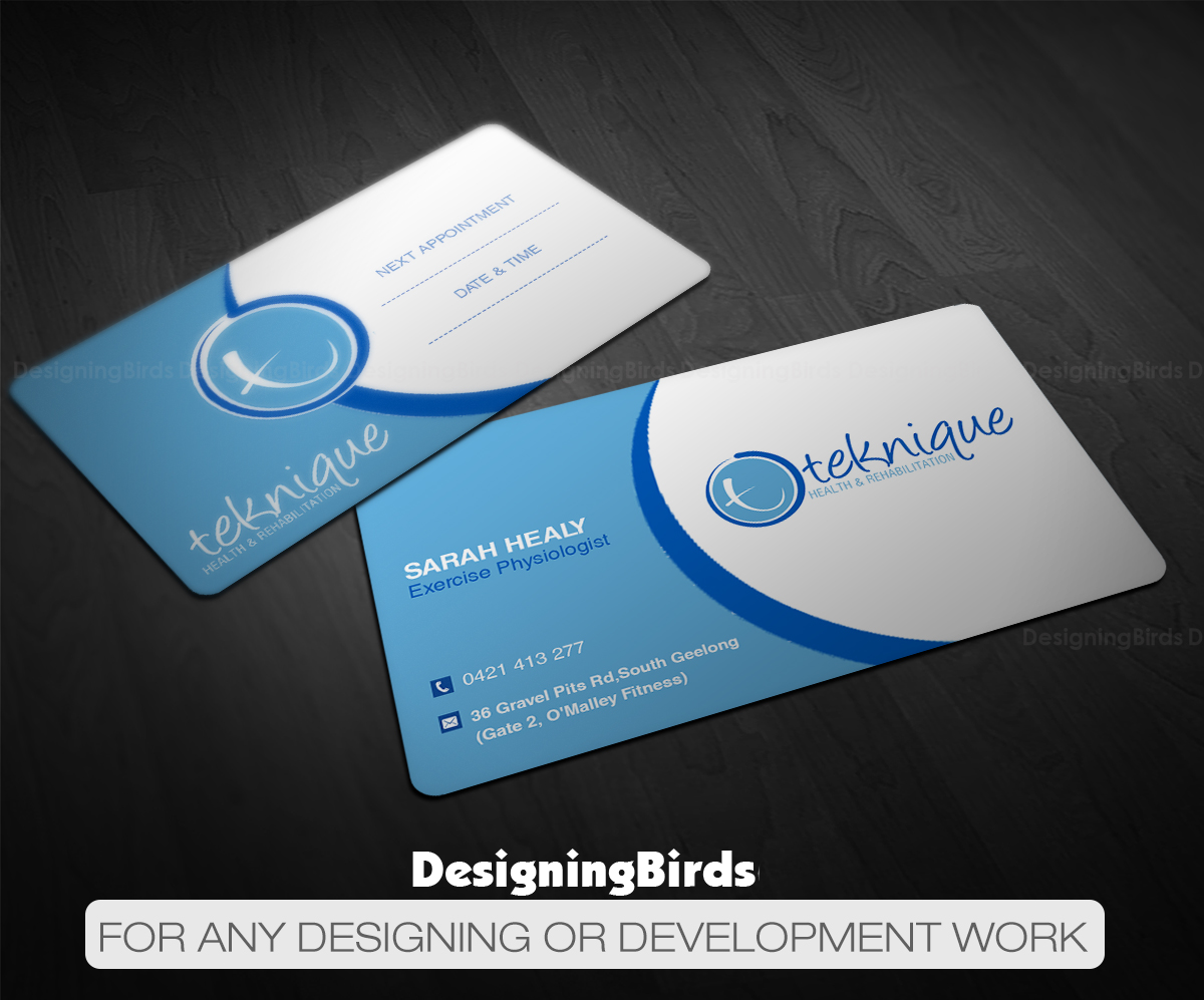 Diseño de Tarjeta de Presentación por Designing Birds para Teknique Health & Rehabilitation | Diseño #19002347