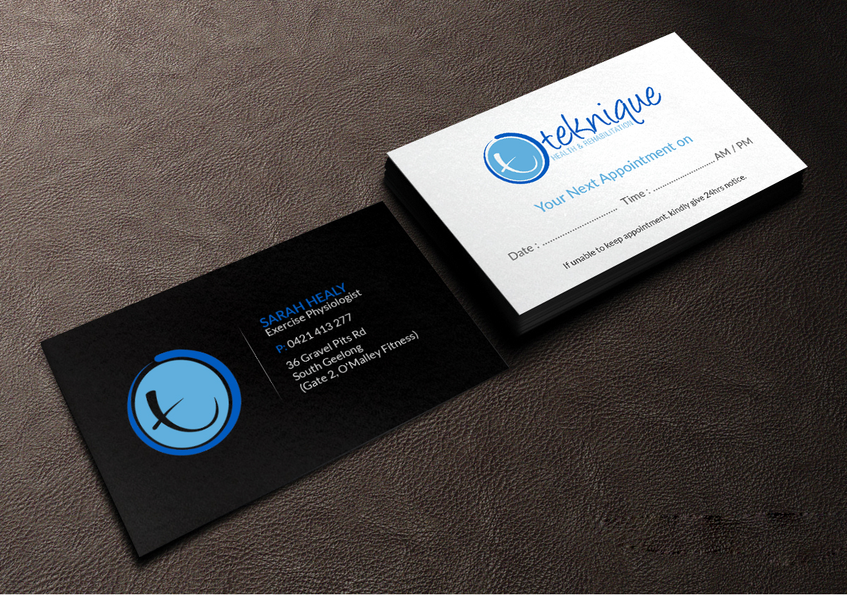 Business Card Design by Creations Box 2015 for Teknique Health & Rehabilitation | Design #19003952