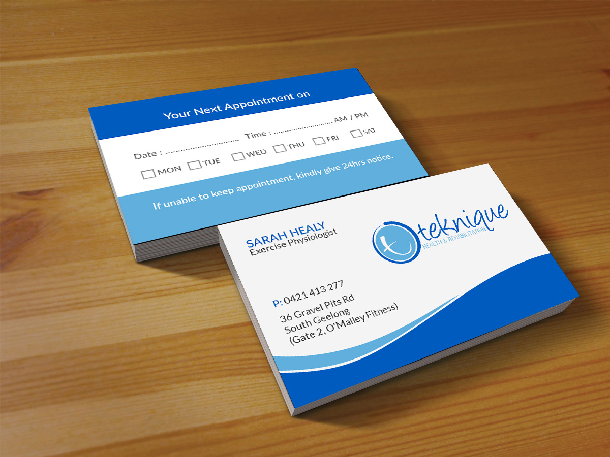 Business Card Design by Creations Box 2015 for Teknique Health & Rehabilitation | Design #19003954