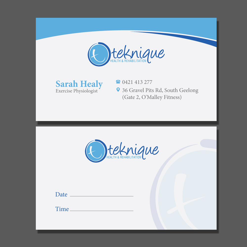 Diseño de Tarjeta de Presentación por Shradha para Teknique Health & Rehabilitation | Diseño #19001071