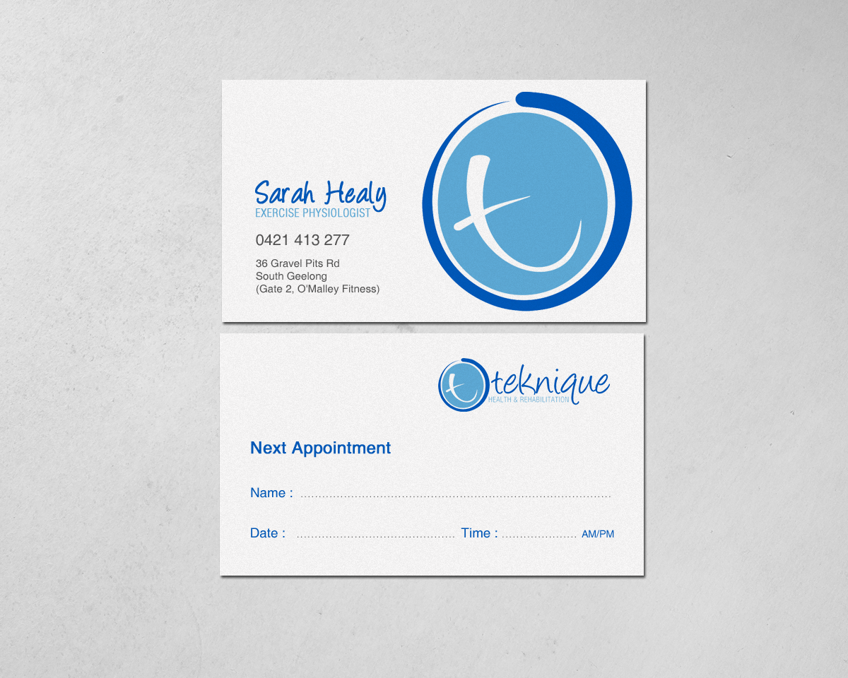 Diseño de Tarjeta de Presentación por chandrayaan.creative para Teknique Health & Rehabilitation | Diseño #19007020