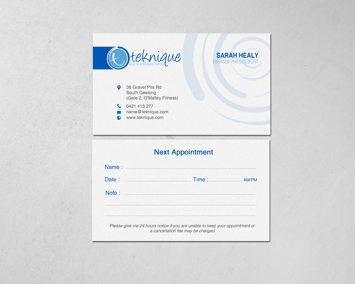 Visitenkarten-Design von chandrayaan.creative für Teknique Health & Rehabilitation | Design #19007873