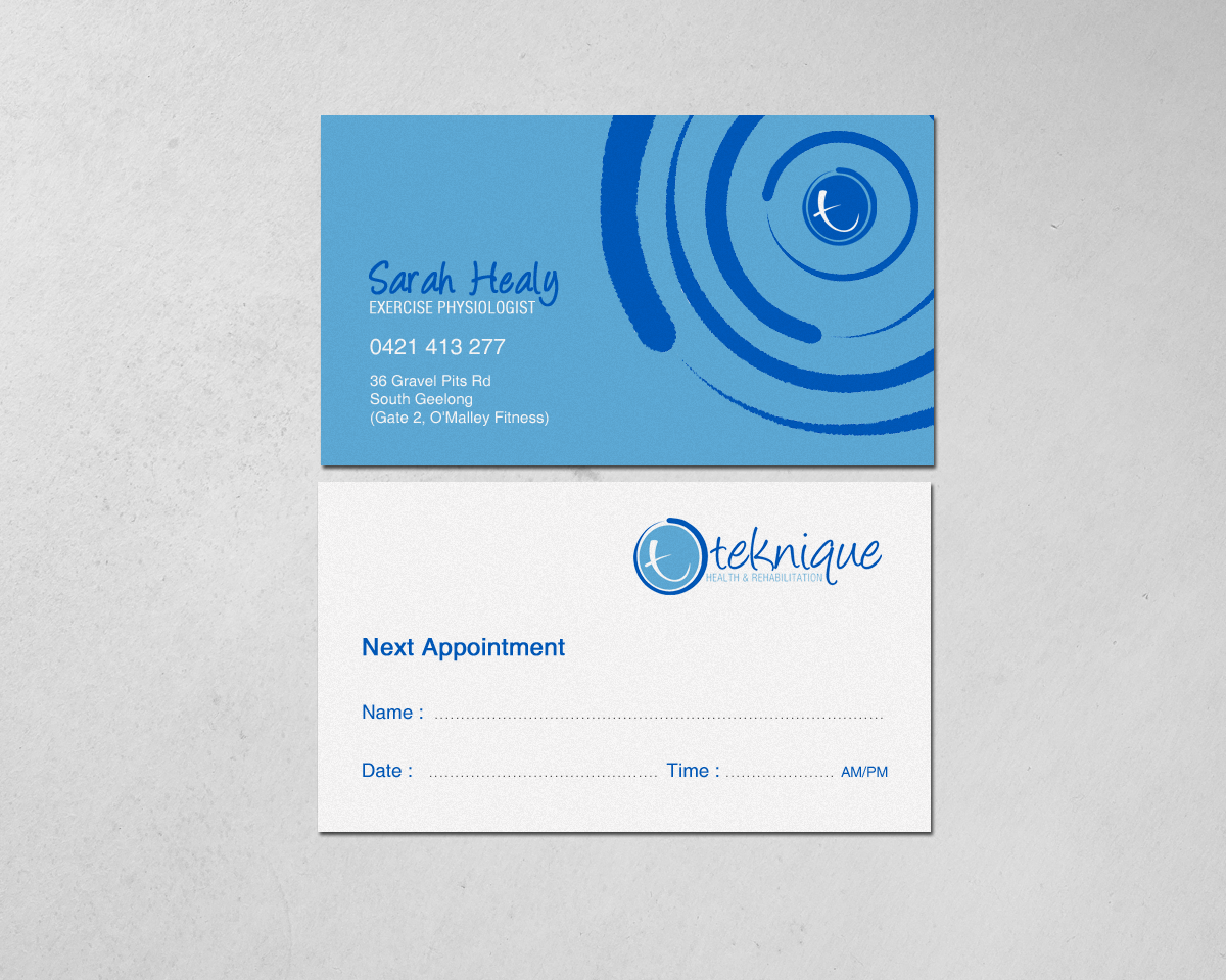Diseño de Tarjeta de Presentación por chandrayaan.creative para Teknique Health & Rehabilitation | Diseño #19007881