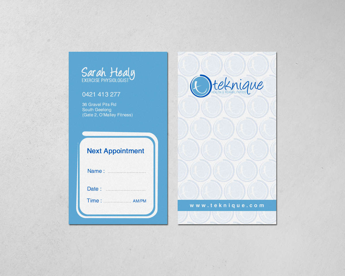 Diseño de Tarjeta de Presentación por chandrayaan.creative para Teknique Health & Rehabilitation | Diseño #19007885
