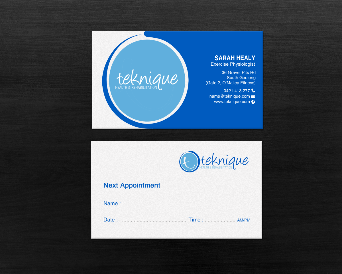 Visitenkarten-Design von chandrayaan.creative für Teknique Health & Rehabilitation | Design #19011022