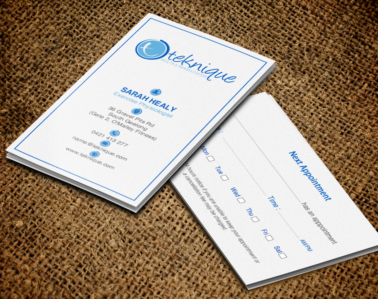 Business Card Design by chandrayaan.creative for Teknique Health & Rehabilitation | Design #19011023