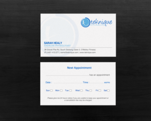 Business Card Design by chandrayaan.creative for Teknique Health & Rehabilitation | Design: #19011027