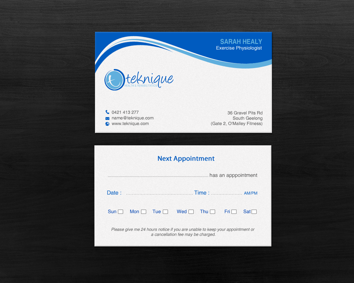 Business Card Design by chandrayaan.creative for Teknique Health & Rehabilitation | Design #19011033