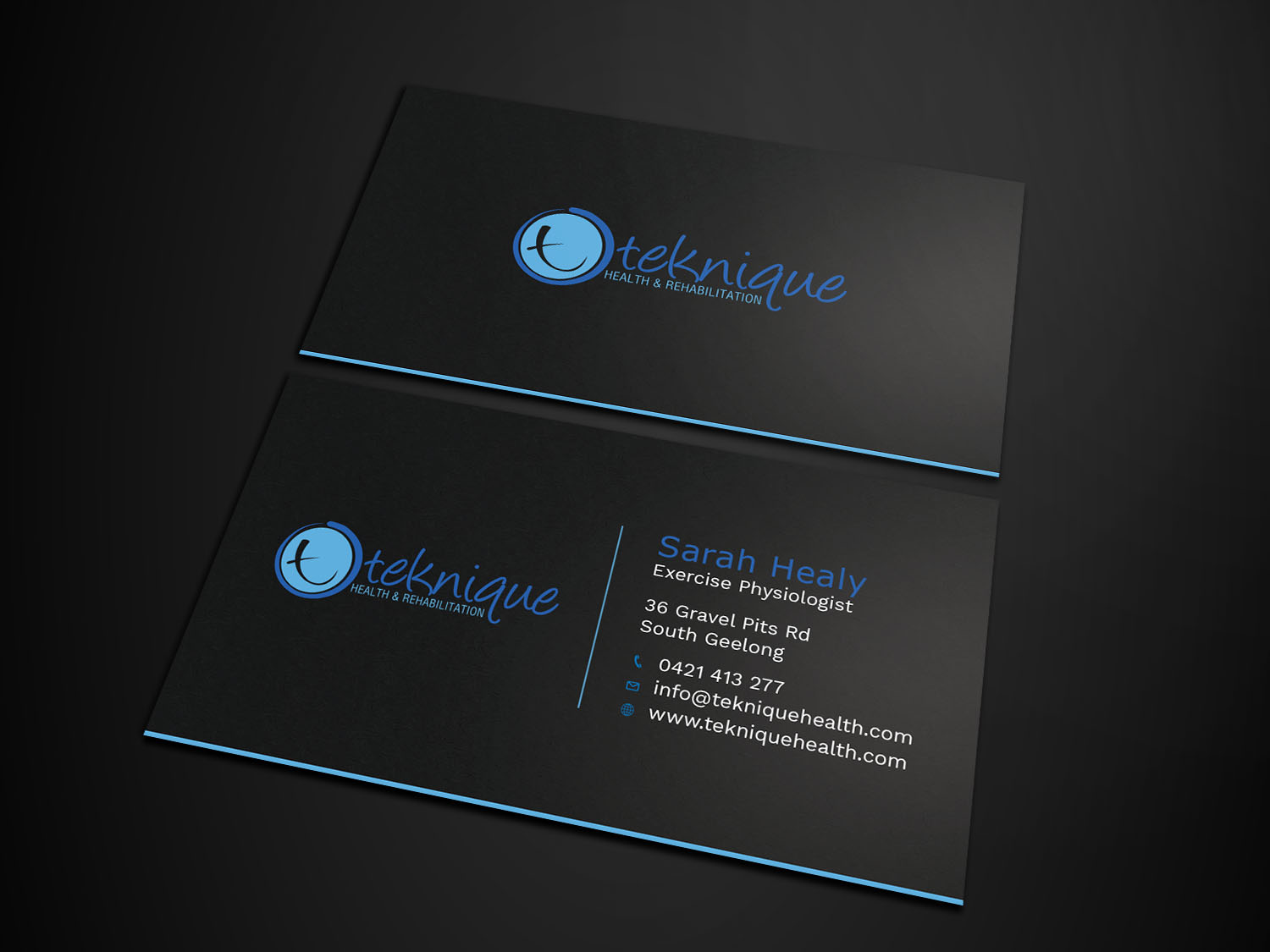Business Card Design by Tripti Ranjan Gain for Teknique Health & Rehabilitation | Design #19001152