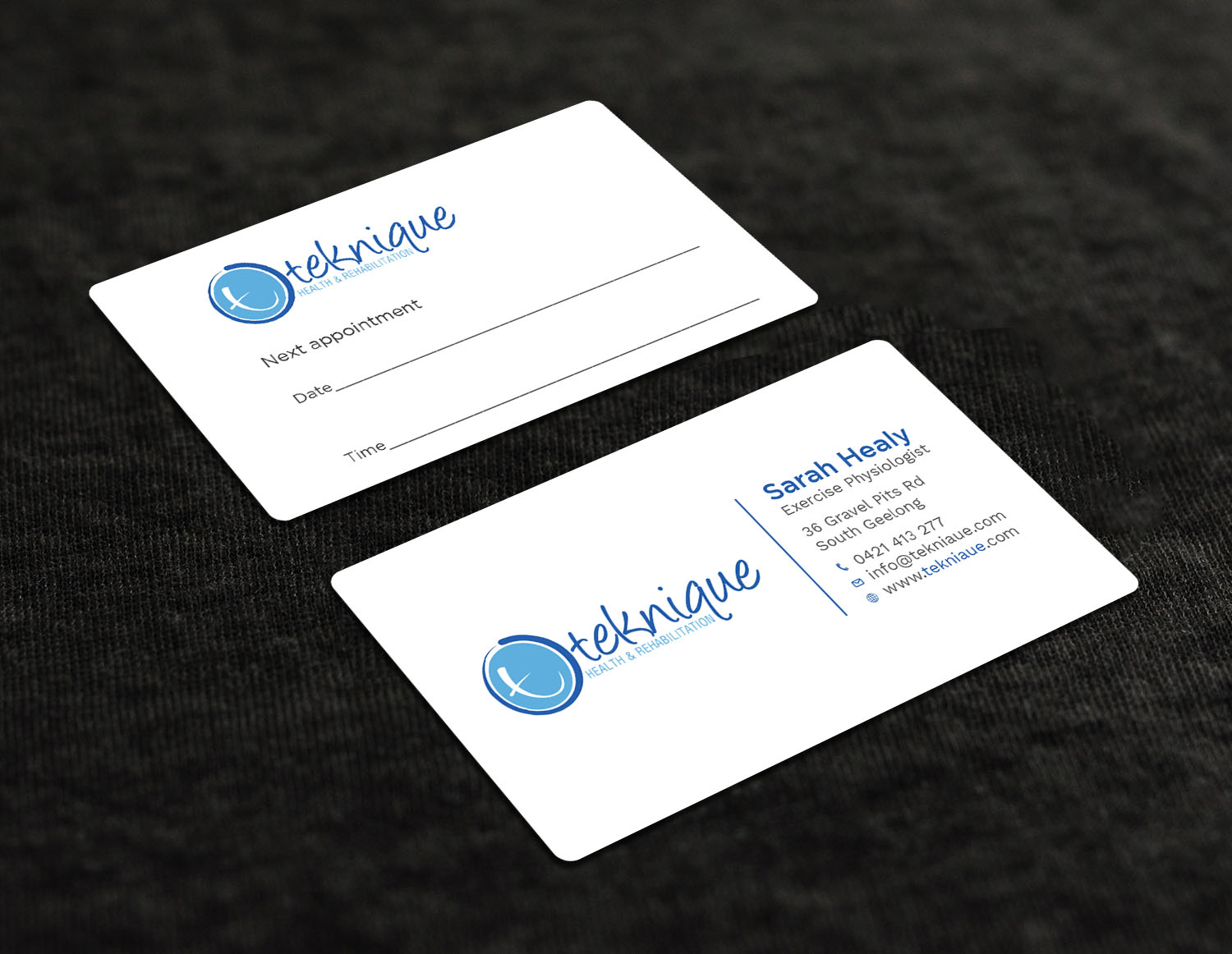 Business Card Design by Tripti Ranjan Gain for Teknique Health & Rehabilitation | Design #19007071