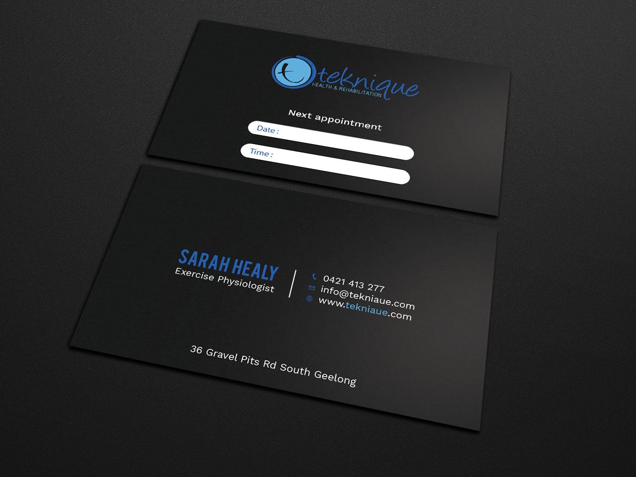 Visitenkarten-Design von Tripti Ranjan Gain für Teknique Health & Rehabilitation | Design #19007114