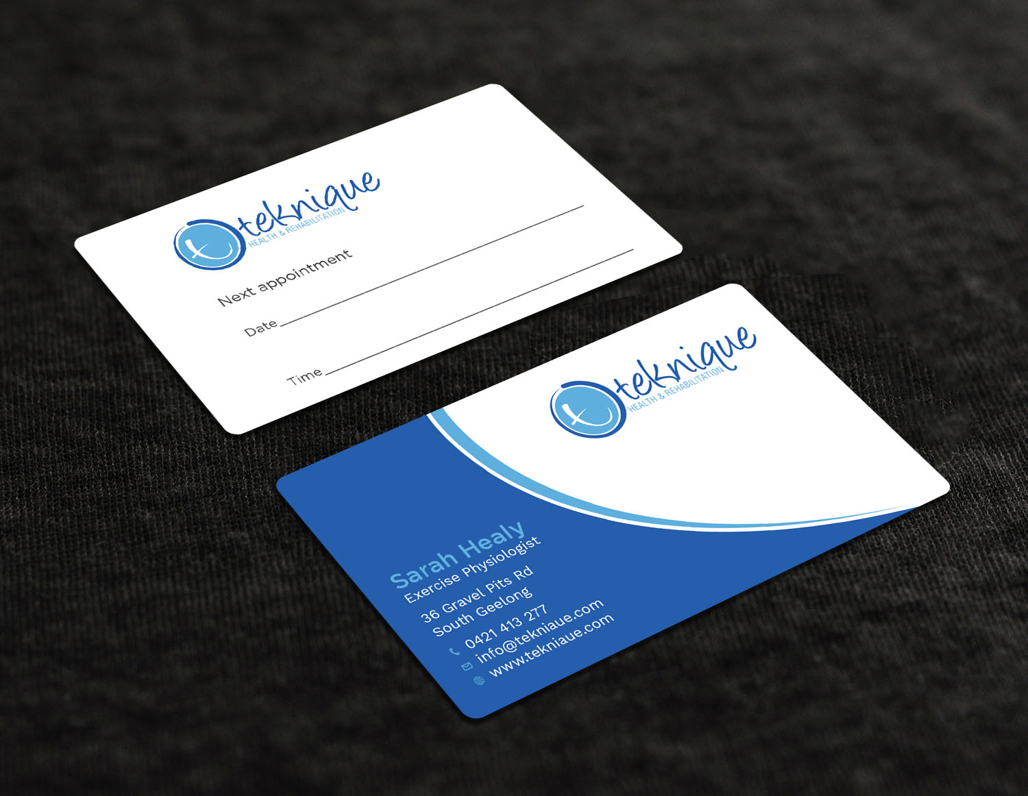 Business Card Design by Tripti Ranjan Gain for Teknique Health & Rehabilitation | Design #19007121