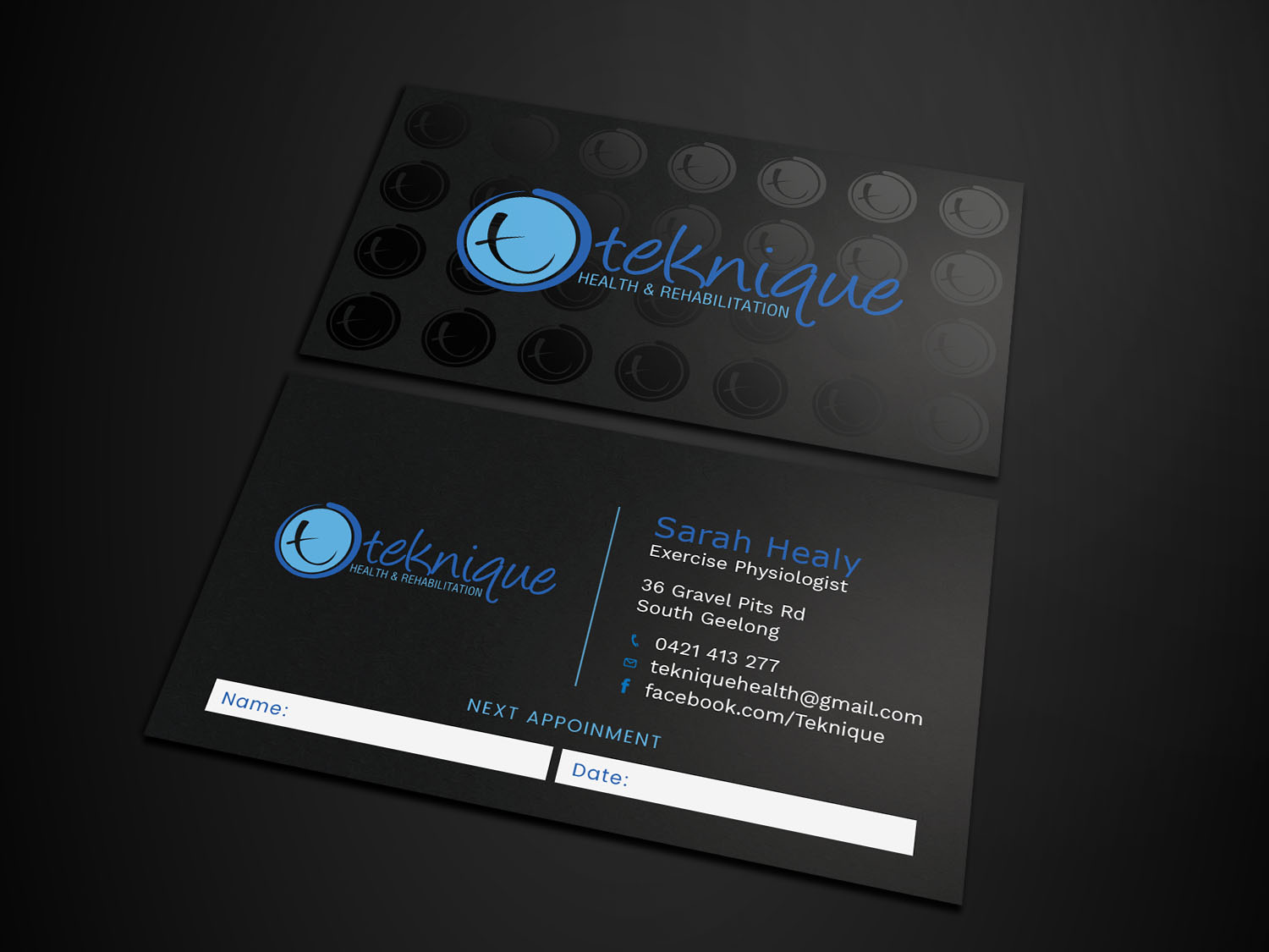 Business Card Design by Tripti Ranjan Gain for Teknique Health & Rehabilitation | Design #19012704