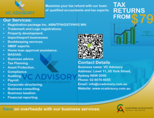 Flyer-Design von veeBC für VC Advisory Pty Ltd | Design: #18971967
