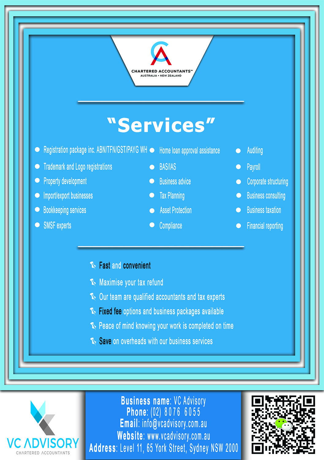 Diseño de Flyer por Thanh Huu 3 para VC Advisory Pty Ltd | Diseño #18977730