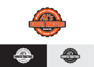 Company name(AL's kubota tractor)  as well as  slogan (we sell the best & service the rest.) | Logo Design by Valtti Design