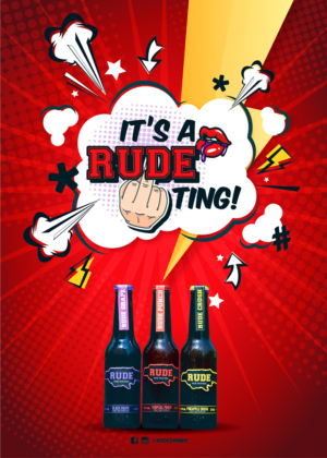 Rude Drinks needs a poster for a new alcoholic drink | Advertisement Design by Pinky 