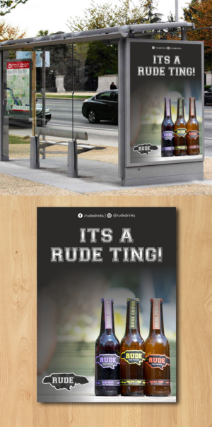 Rude Drinks needs a poster for a new alcoholic drink | Advertisement Design by ecorokerz