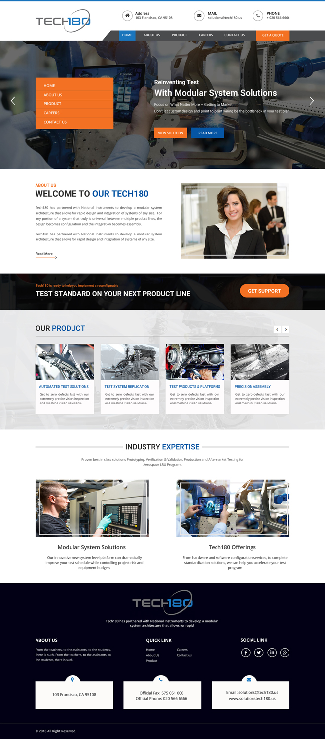 Web Design by Dream Logo Design for Tech180 | Design #19060217