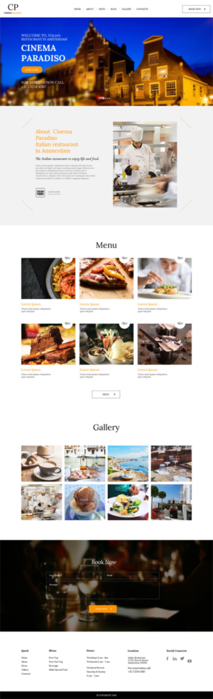 Website design for an Italian restaurant in Amsterdam | Diseño Web por AVROM