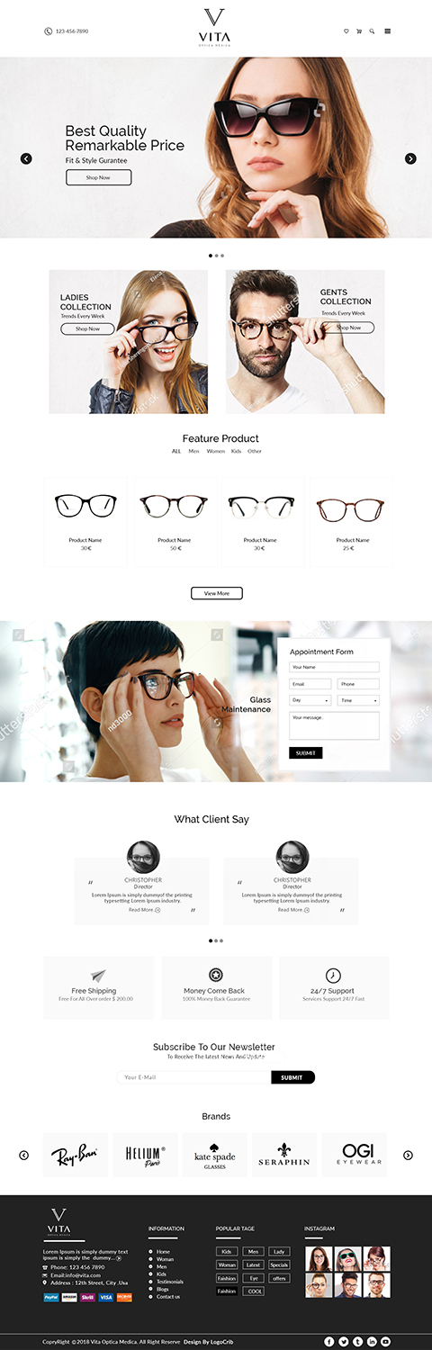 Web Design by bdesigner9 for VITA - optical  | Design #19045448