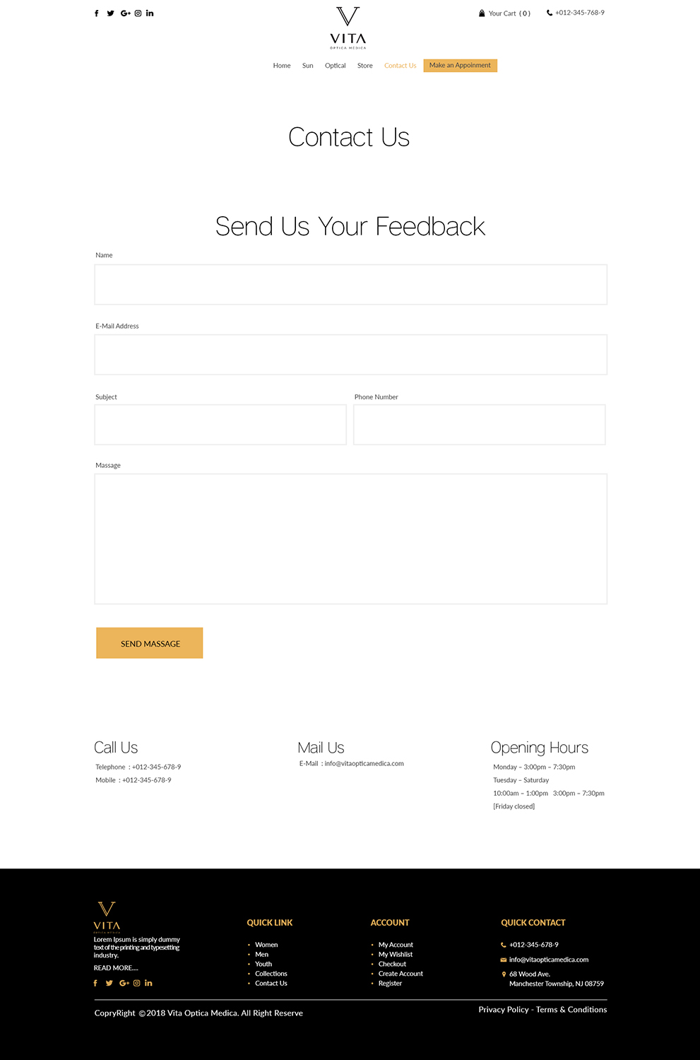 Web Design by bdesigner9 for VITA - optical  | Design #19064783