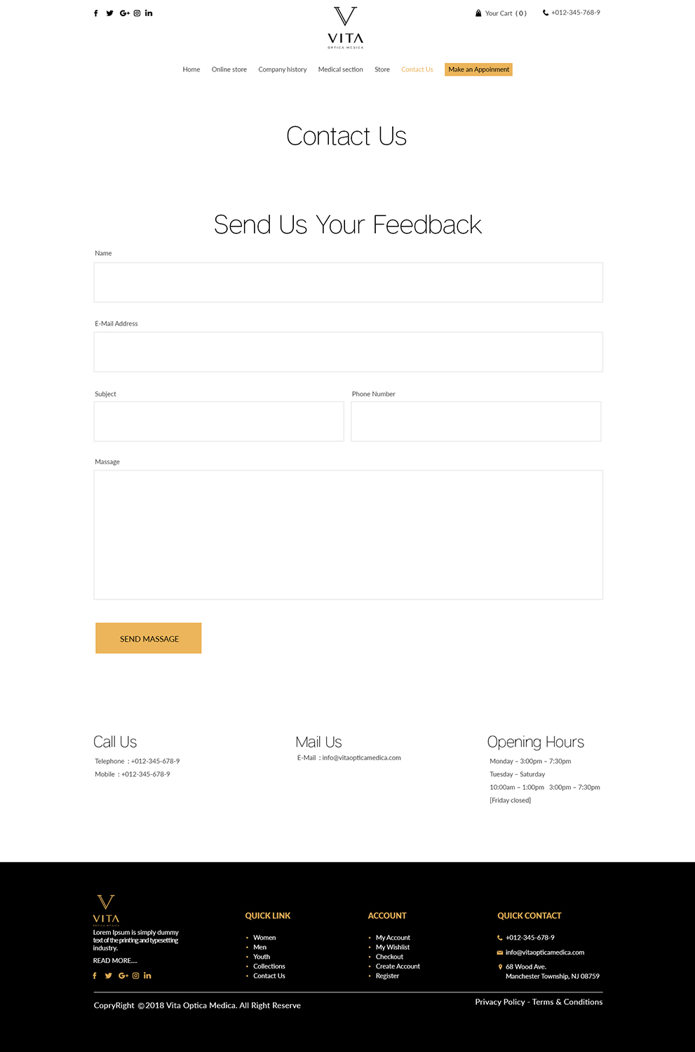 Web Design by bdesigner9 for VITA - optical  | Design #19105413