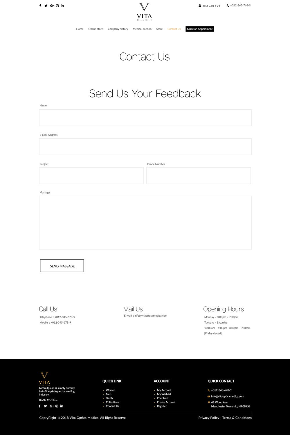 Web Design by bdesigner9 for VITA - optical  | Design #19285815